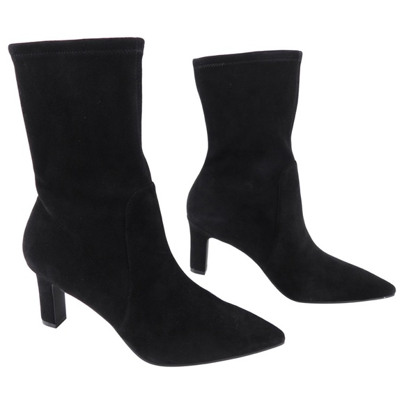 Like New Women’s Size 6 Stuart Weitzman Brandie Mid Calf Suede Booties In Black - Picture 2 of 14